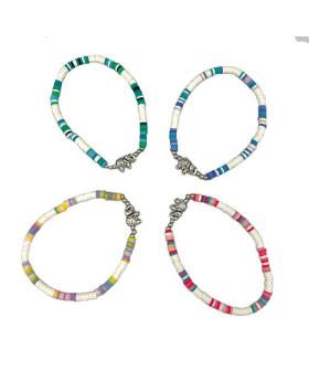 Assorted Fimo beaded Bracelet with Silver Elephant bead