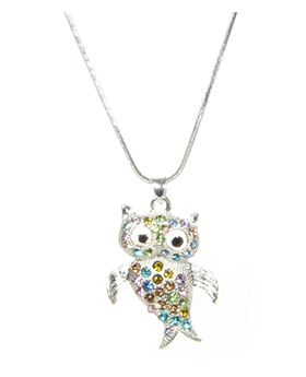 Rhinestone Owl Necklace