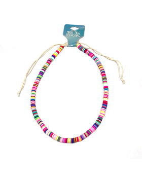Multicolor Fimo bead adjustable necklace