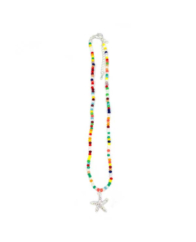 Starfish with faceted multicolor bead necklace