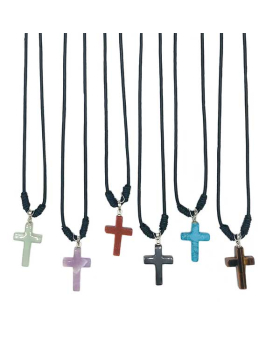 Assorted genuine stone Cross Necklace