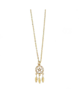 Small Gold Dreamcatcher with crystals Necklace