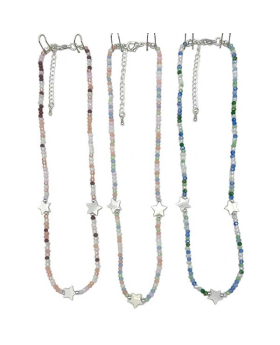 Assorted beaded Necklace with white Star beads