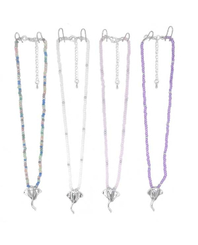 Silver Stingray pendant on assorted beaded Necklace