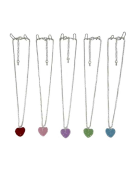 Sugared Heart Pendant on silver box chain Necklace