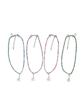 Silver and clear Crystal Giraffe on assorted beaded Necklace