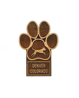 Dog Paw Footprint Cutout Wood Magnet with Namedrop