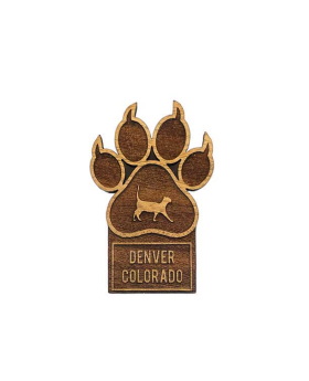 Cat Pawprint Cutout Wood Magnet with Namedrop 