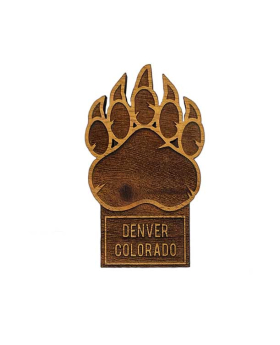 Bear Paw Cutout Wood Magnet with Namedrop